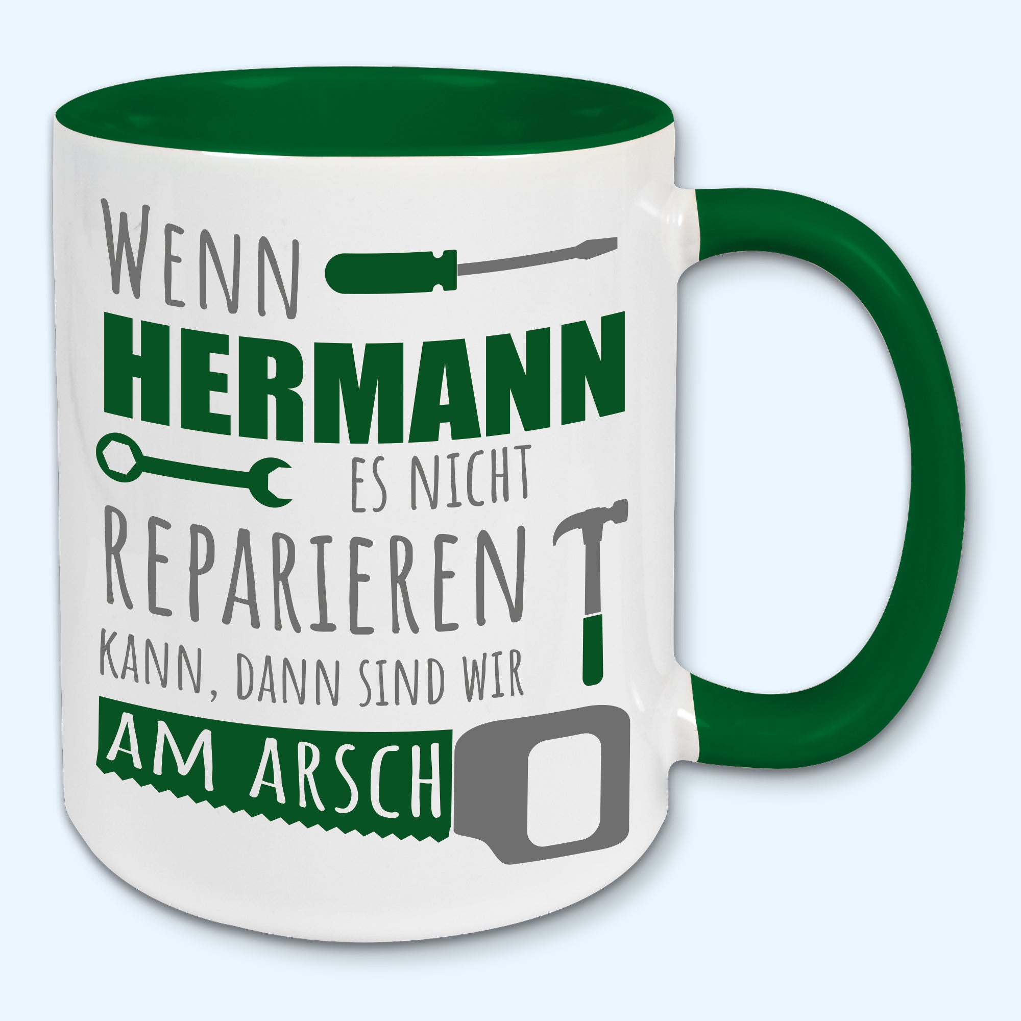 Tasse, Kaffeebecher, Name, Wunschname Wenn ... es nicht reparieren kann, Vatertag