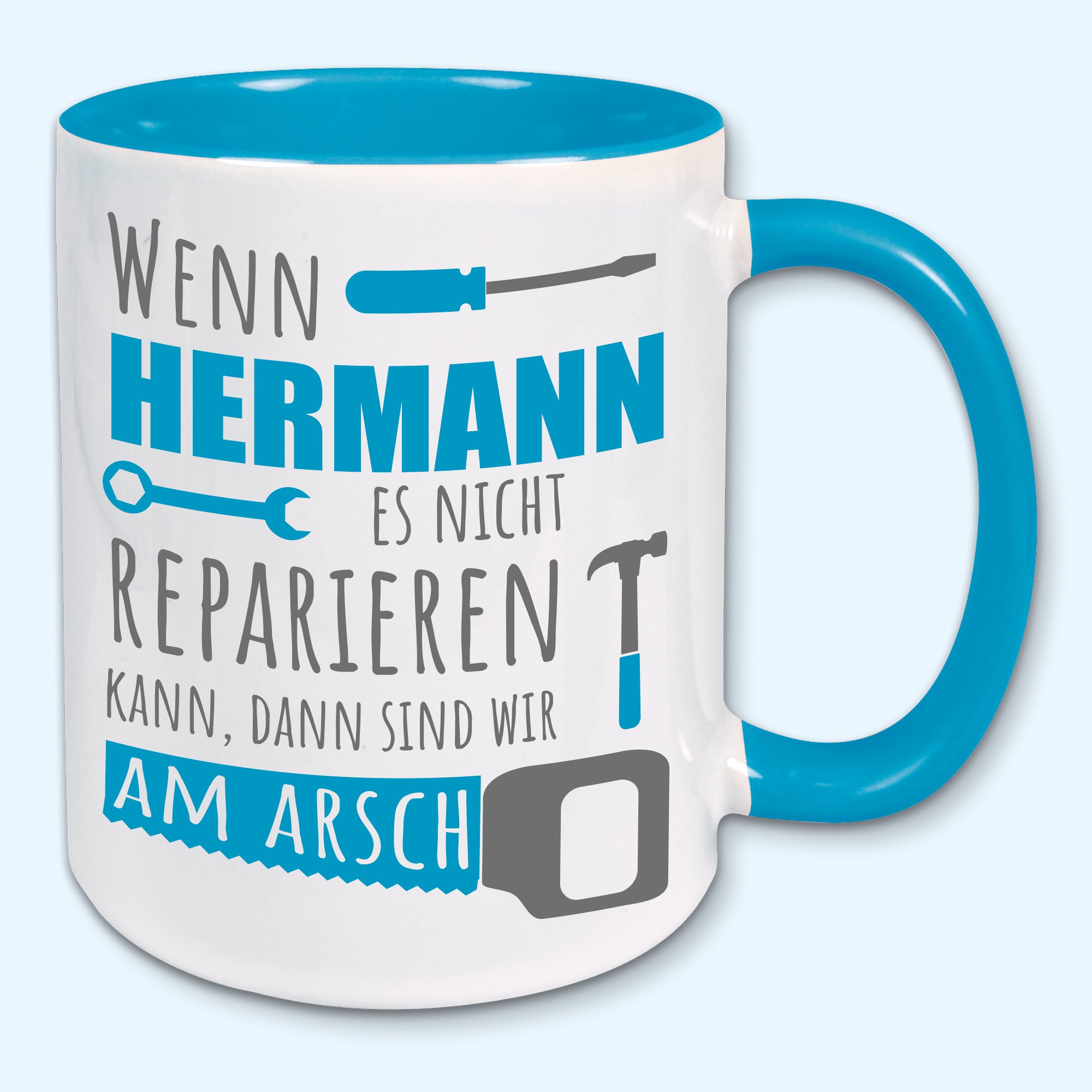 Tasse, Kaffeebecher, Name, Wunschname Wenn ... es nicht reparieren kann, Vatertag