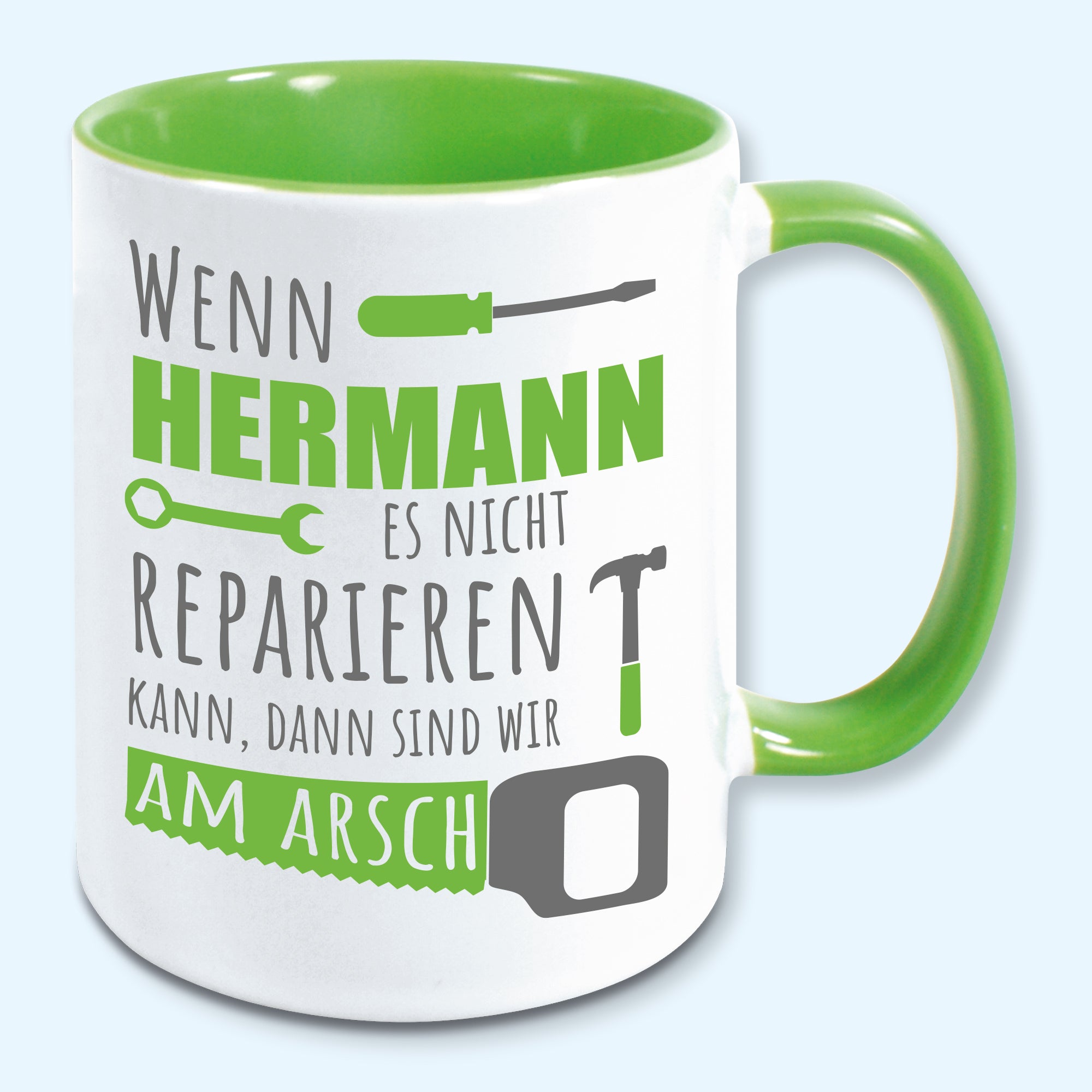 Tasse, Kaffeebecher, Name, Wunschname Wenn ... es nicht reparieren kann, Vatertag