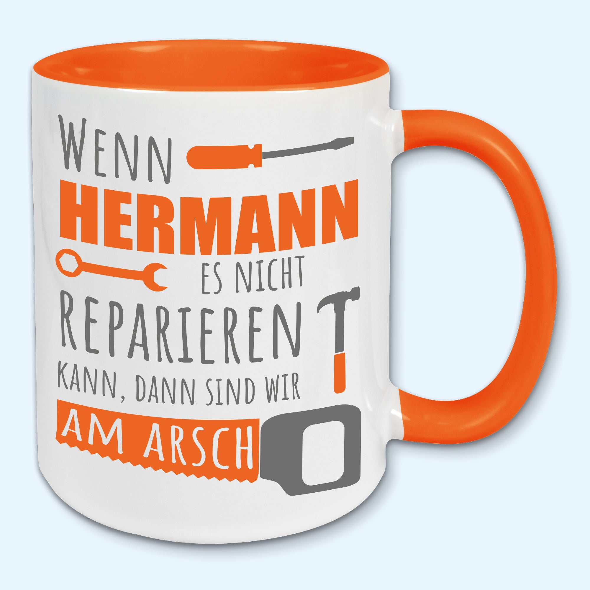 Tasse, Kaffeebecher, Name, Wunschname Wenn ... es nicht reparieren kann, Vatertag