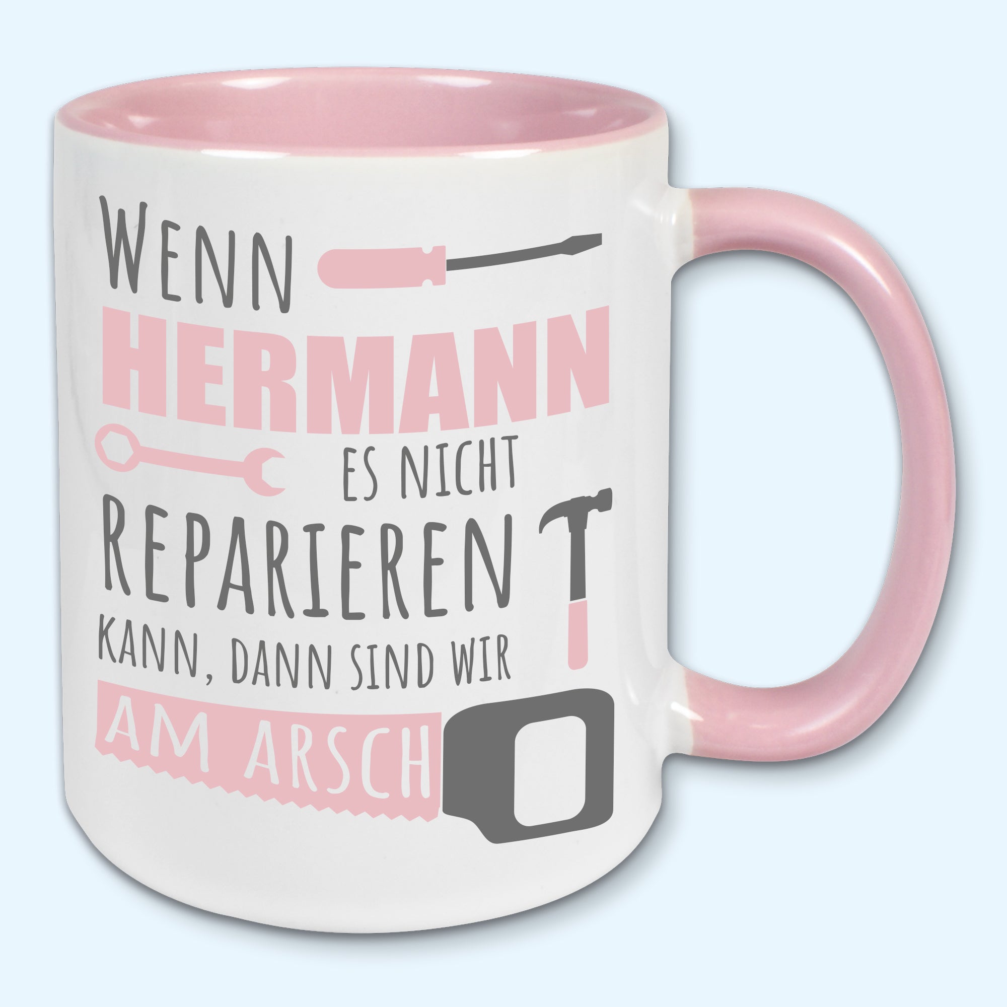 Tasse, Kaffeebecher, Name, Wunschname Wenn ... es nicht reparieren kann, Vatertag
