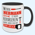 Tasse, Kaffeebecher, Name, Wunschname Wenn ... es nicht reparieren kann, Vatertag