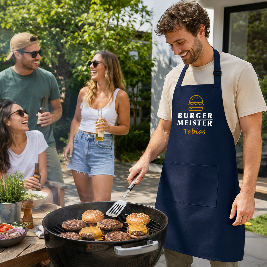 Schürze Männer Burgermeister personalisiert mit Namen Wunschnamen Kochschürze Grillschürze Küchenschürze
