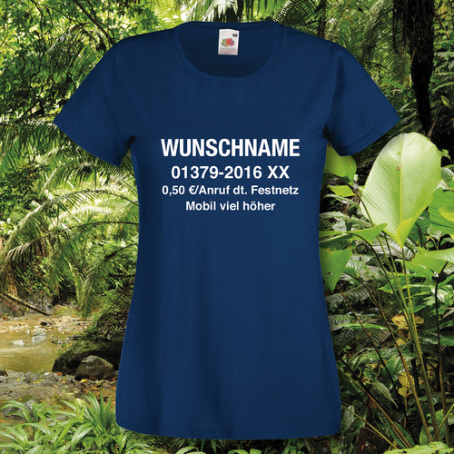 Damen T-Shirt Dschungelcamp Wunschname und Nr. Dschungel Fun-Shirt