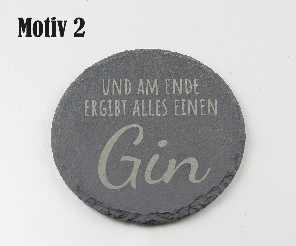 Untersetzer Schiefer - Gin-Sprüche - Geschenkidee - Laser Gravur personalisiert
