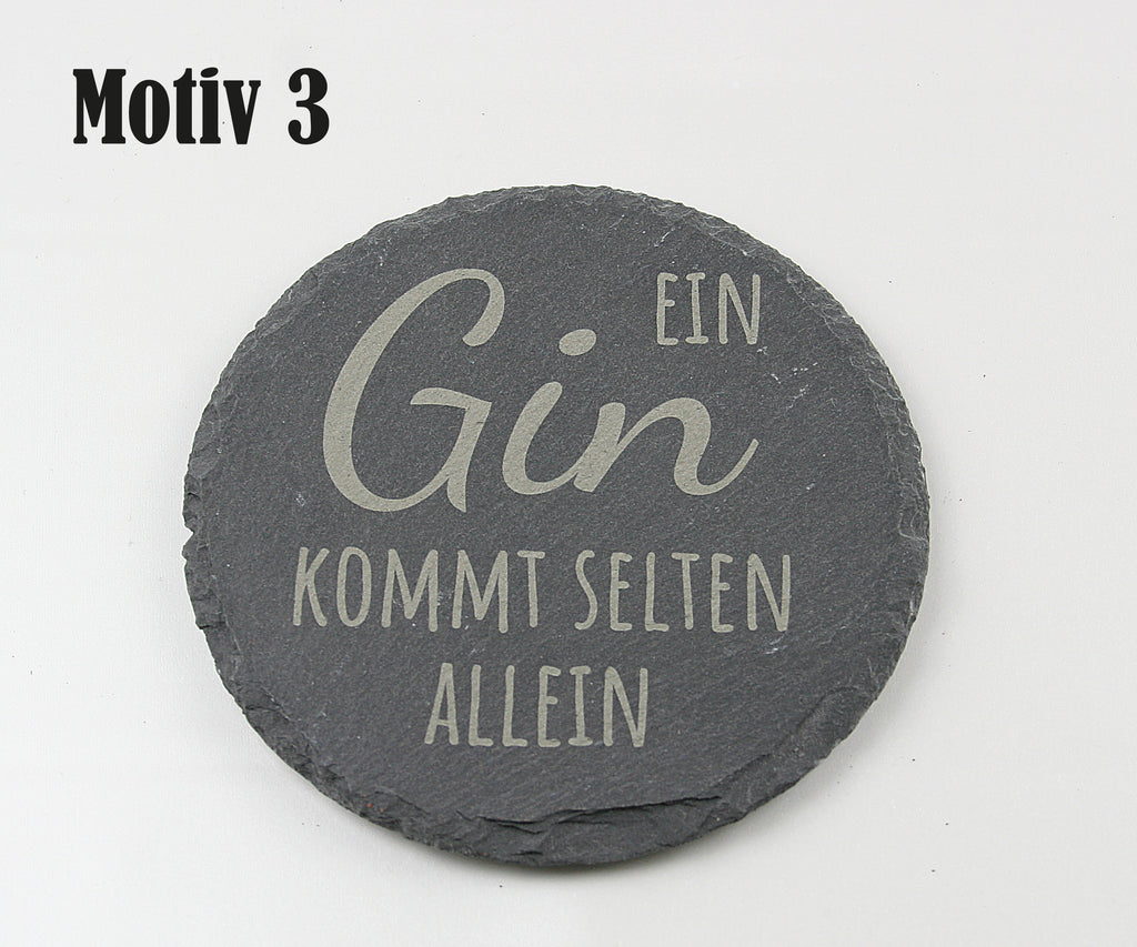 Untersetzer Schiefer - Gin-Sprüche - Geschenkidee - Laser Gravur personalisiert