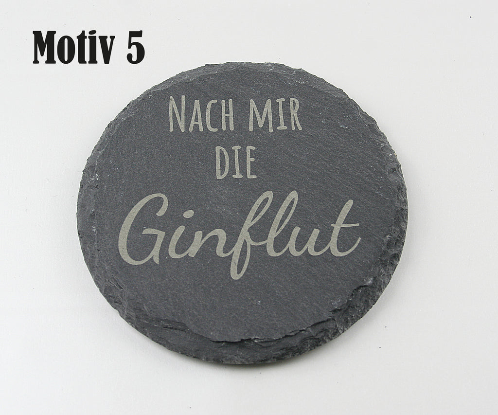 Untersetzer Schiefer - Gin-Sprüche - Geschenkidee - Laser Gravur personalisiert