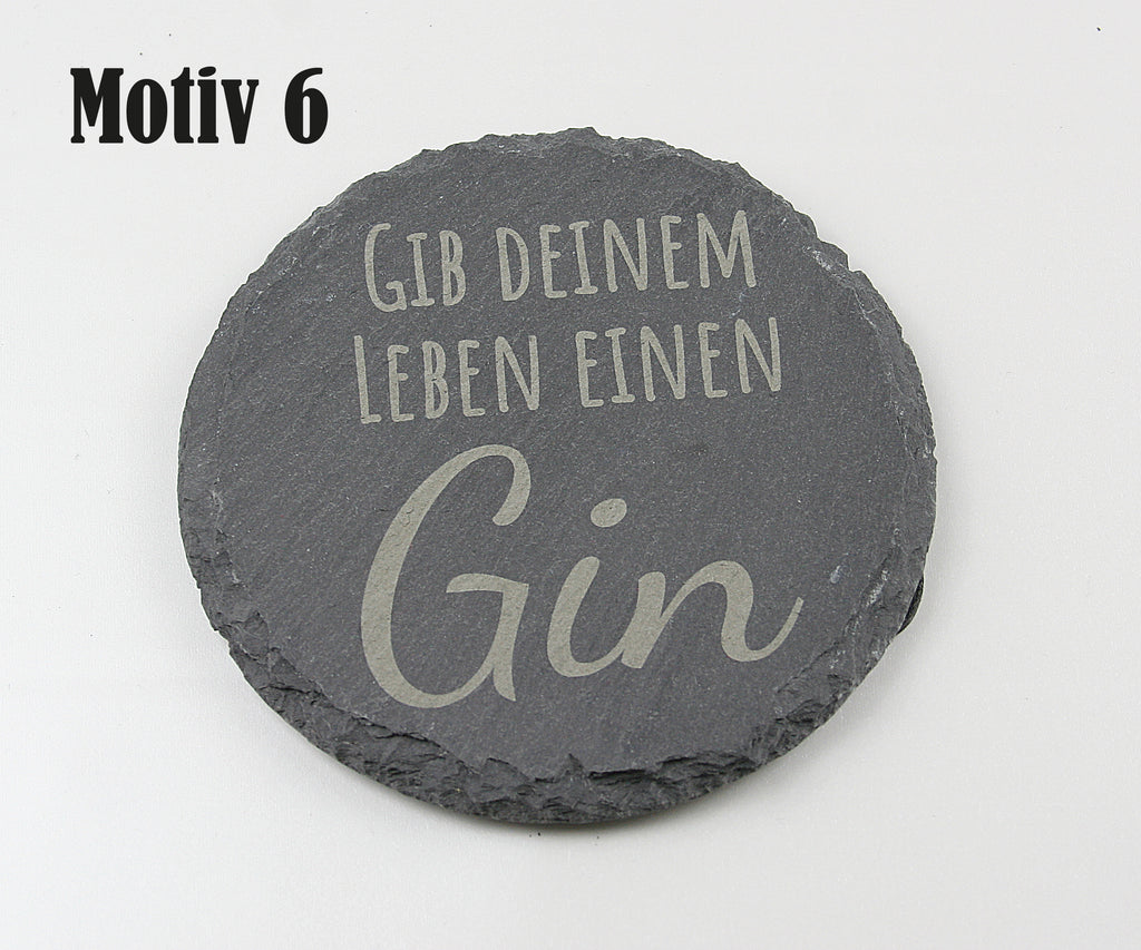 Untersetzer Schiefer - Gin-Sprüche - Geschenkidee - Laser Gravur personalisiert