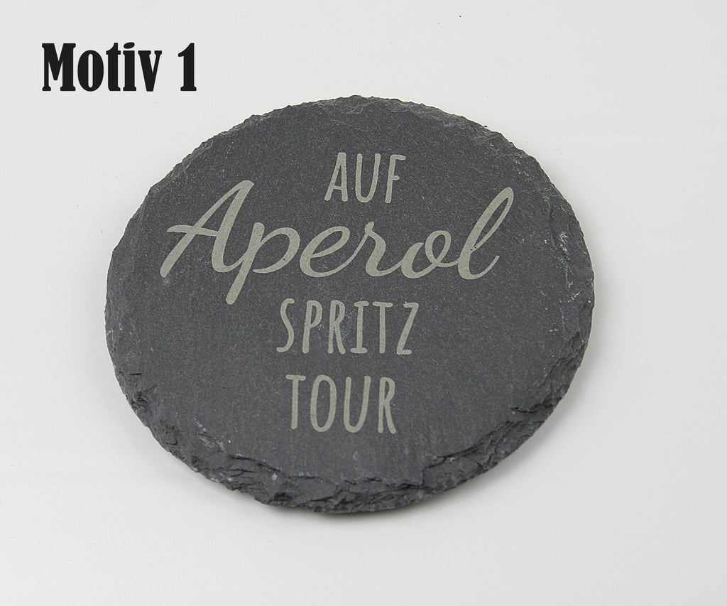 Untersetzer Schiefer - Aperol-Sprüche - Geschenkidee - Laser Gravur personalisiert