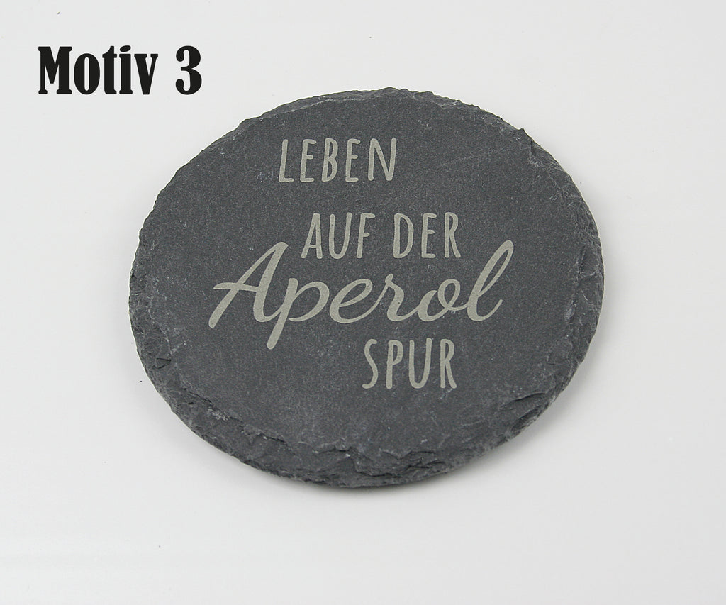 Untersetzer Schiefer - Aperol-Sprüche - Geschenkidee - Laser Gravur personalisiert