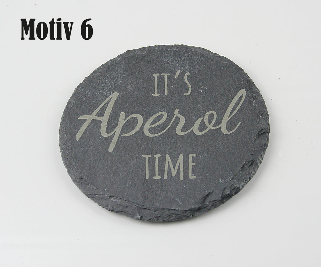 Untersetzer Schiefer - Aperol-Sprüche - Geschenkidee - Laser Gravur personalisiert