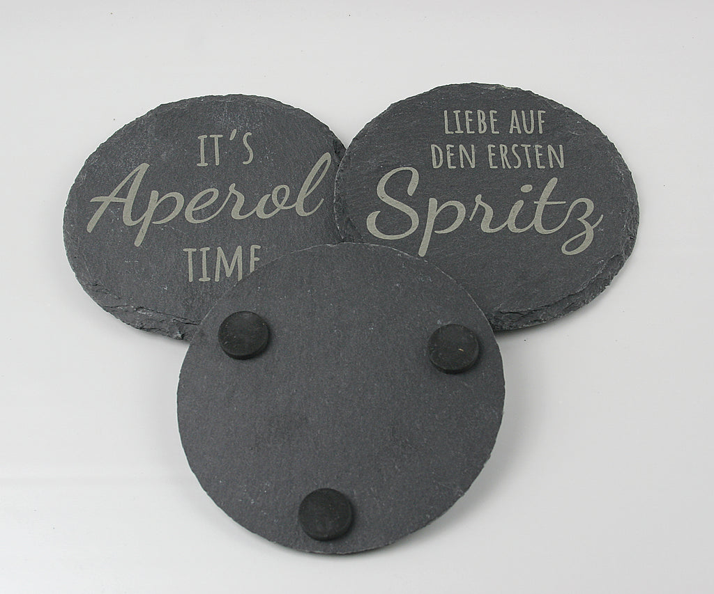Untersetzer Schiefer - Aperol-Sprüche - Geschenkidee - Laser Gravur personalisiert