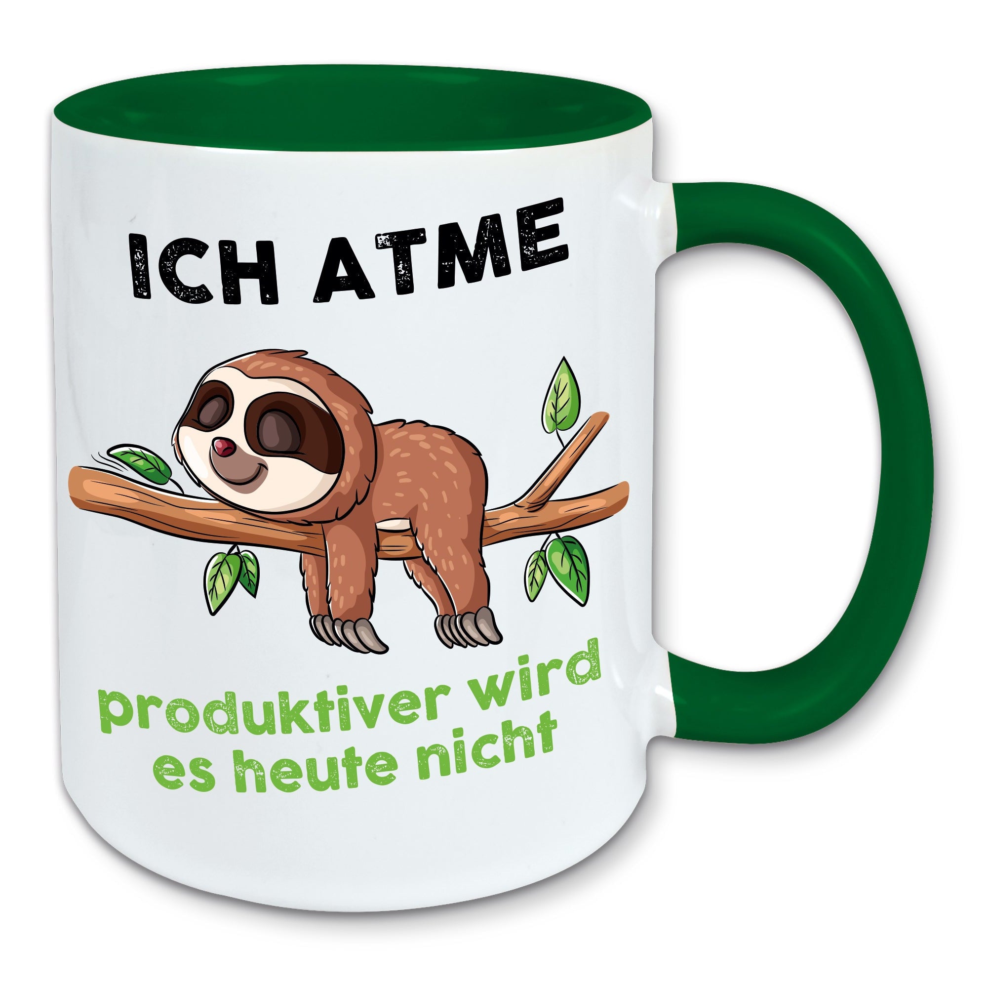 Tasse Faultier Spruch ich atme, produktiver wird es heute nicht Kaffeebecher Geschenk