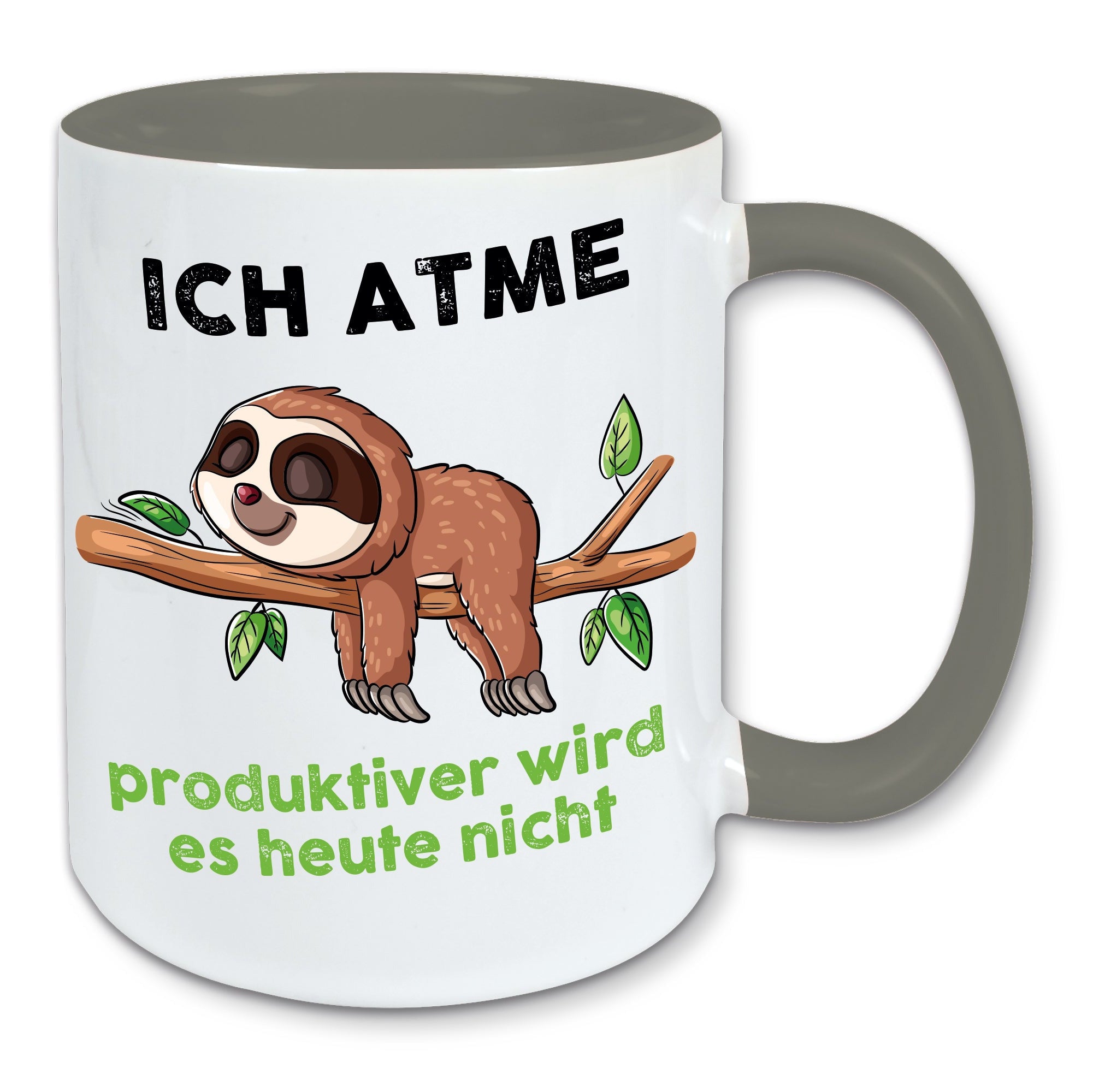 Tasse Faultier Spruch ich atme, produktiver wird es heute nicht Kaffeebecher Geschenk
