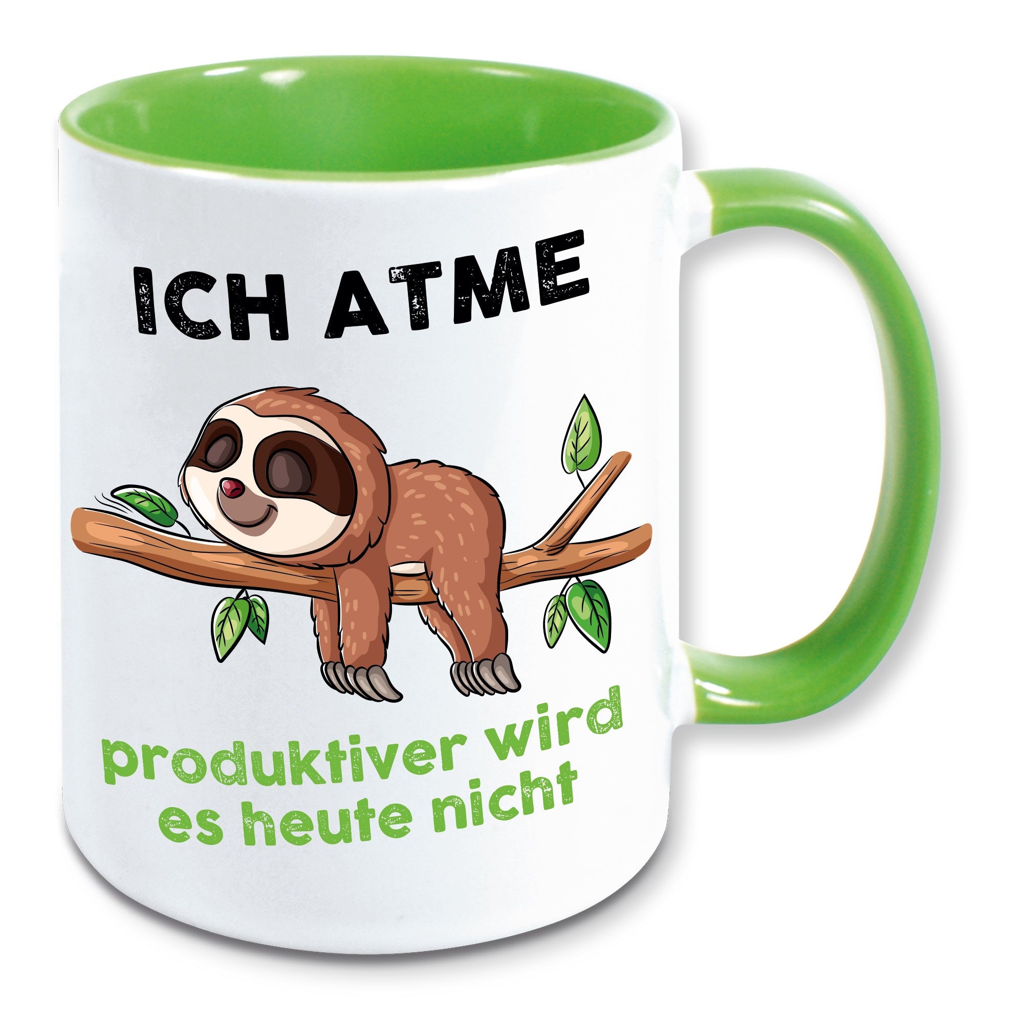 Tasse Faultier Spruch ich atme, produktiver wird es heute nicht Kaffeebecher Geschenk