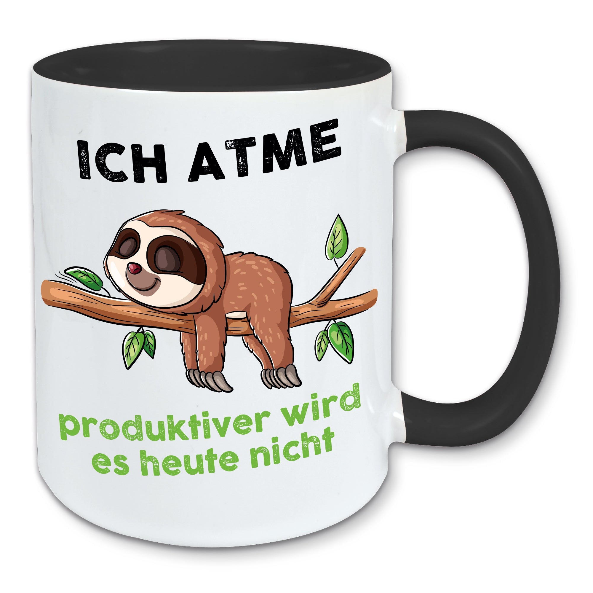 Tasse Faultier Spruch ich atme, produktiver wird es heute nicht Kaffeebecher Geschenk