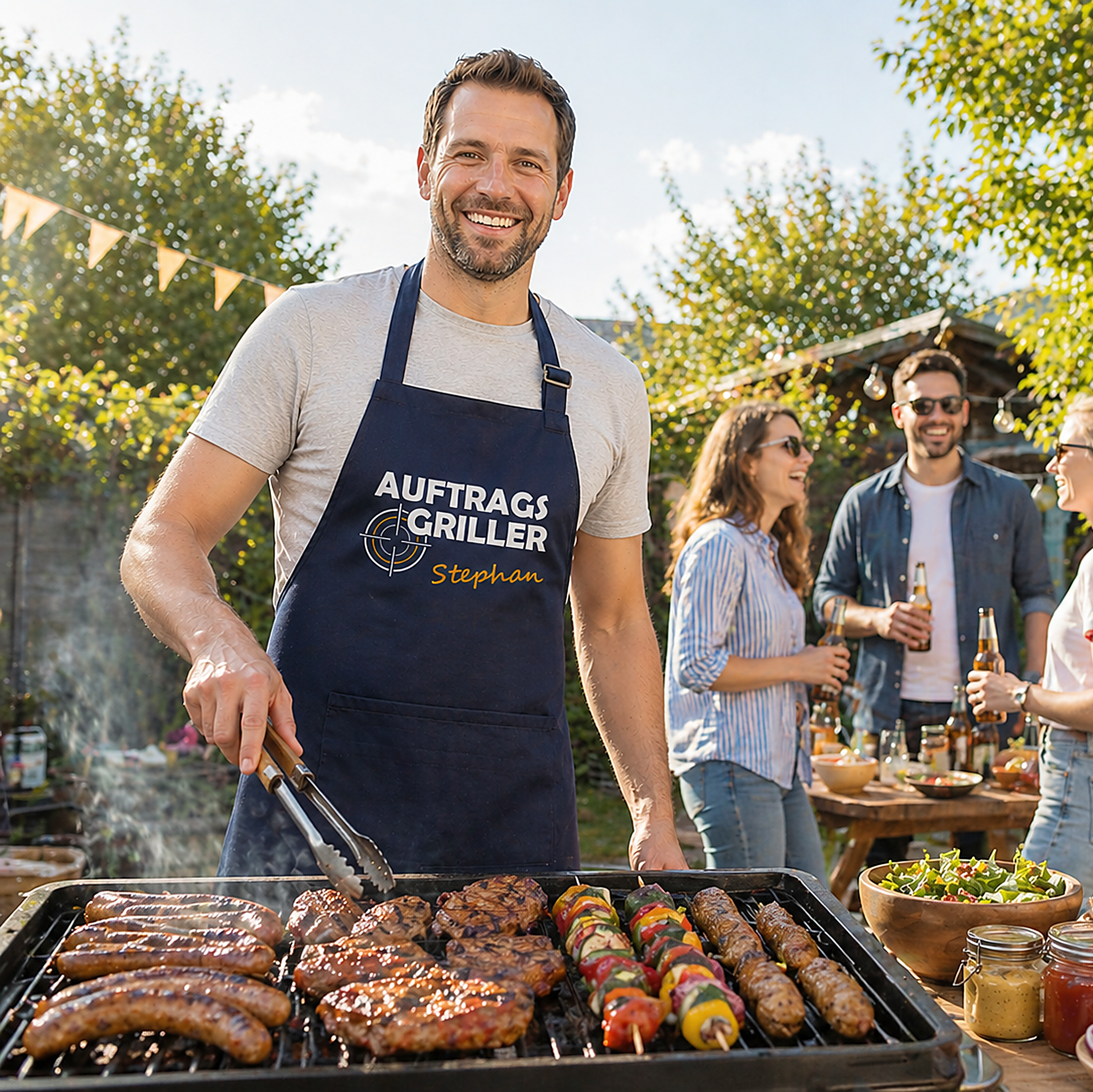 Schürze Auftragsgriller personalisiert mit Namen Wunschname Kochschürze Grillschürze Küchenschürze