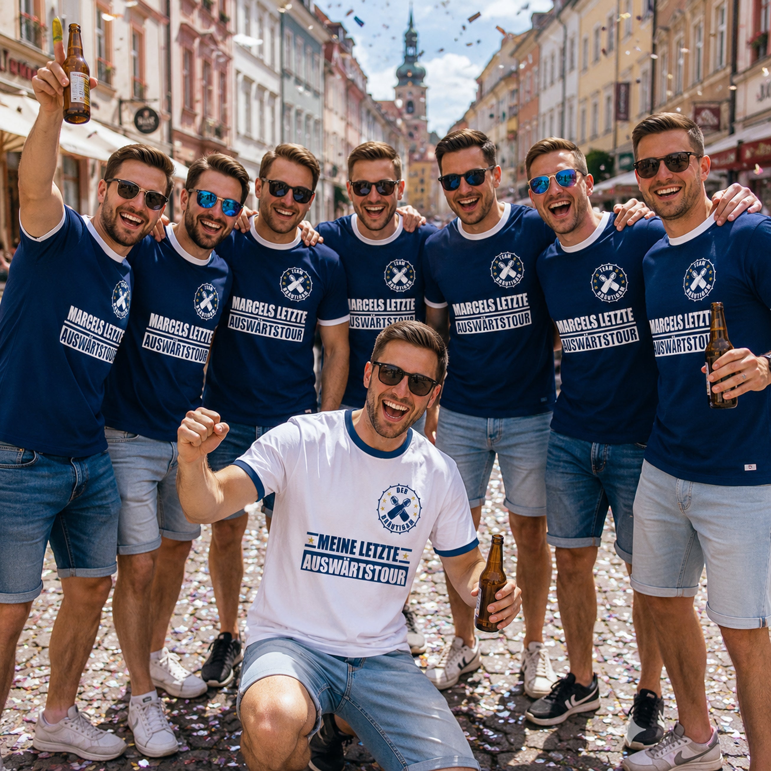 T-Shirt Trikot Retro-Shirt, JGA Auswärtstour, Junggesellenabschied, Fußball, Wunschname