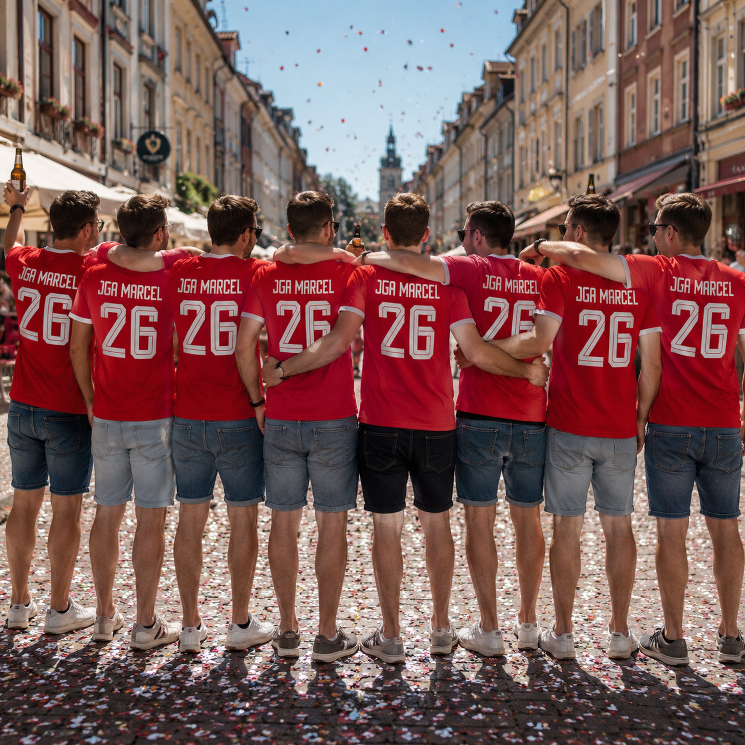 T-Shirt Trikot Retro-Shirt, JGA Auswärtstour, Junggesellenabschied, Fußball, Wunschname