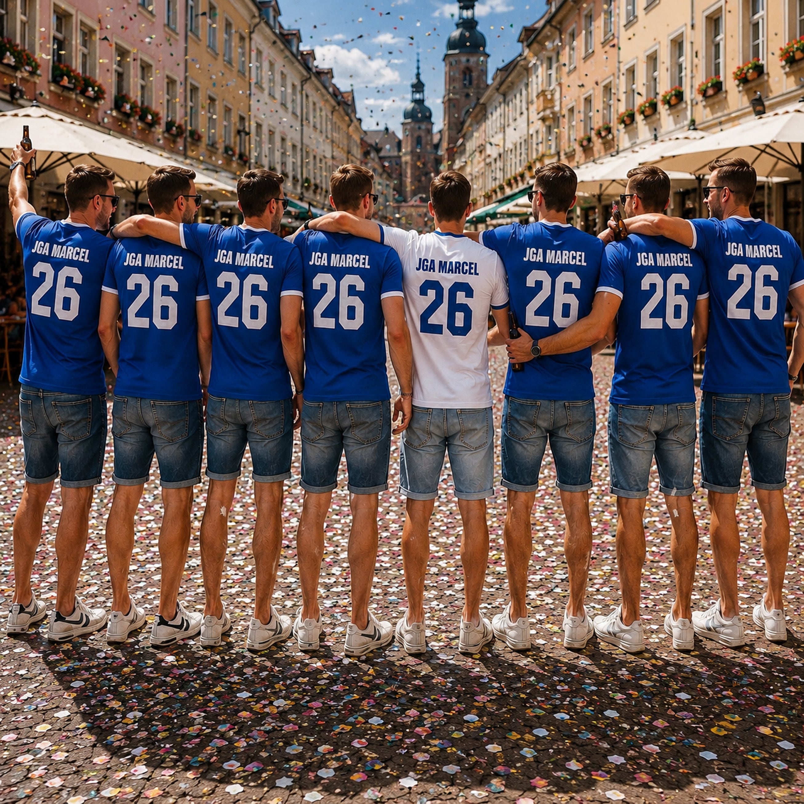 T-Shirt Trikot Retro-Shirt, JGA Auswärtstour, Junggesellenabschied, Fußball, Wunschname