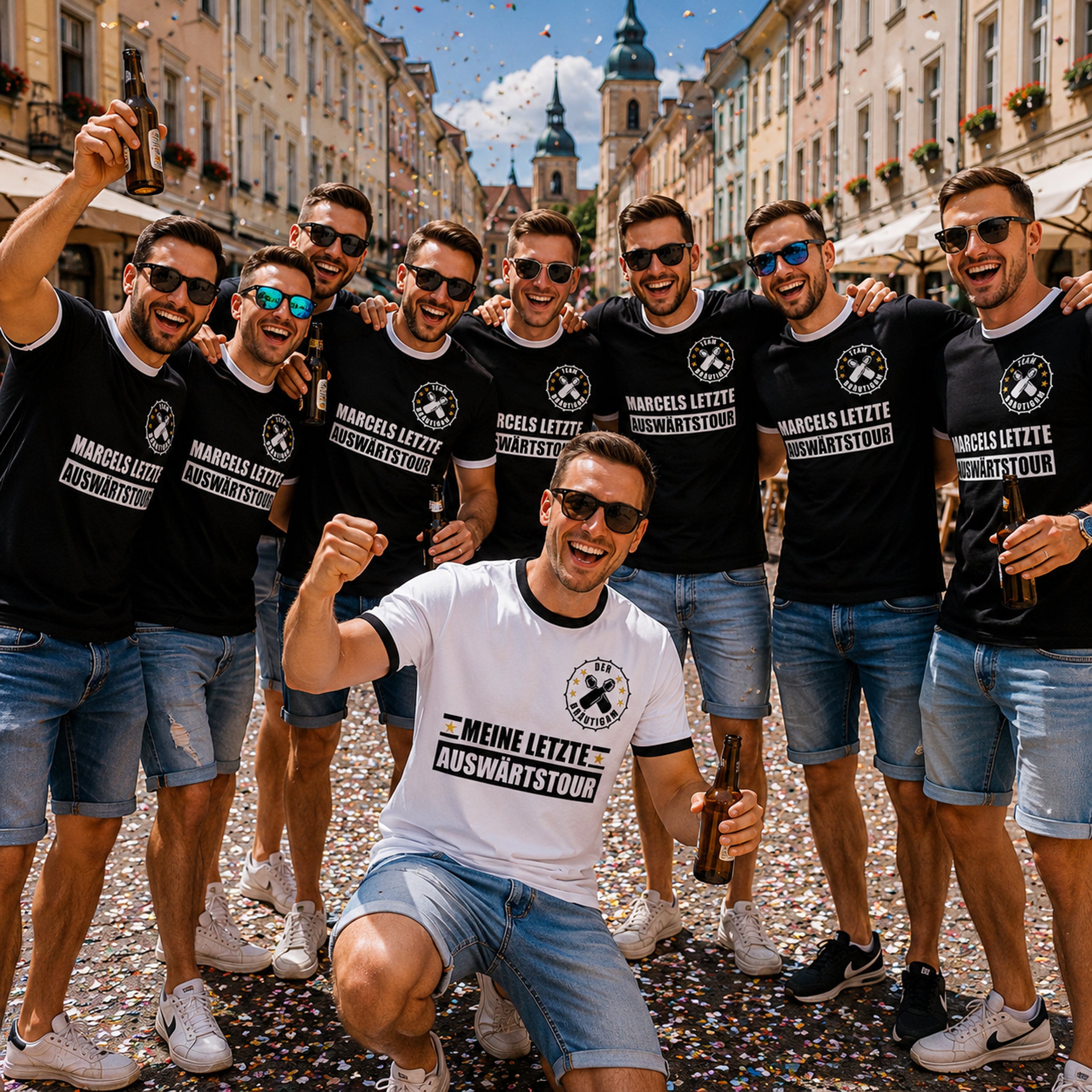 T-Shirt Trikot Retro-Shirt, JGA Auswärtstour, Junggesellenabschied, Fußball, Wunschname