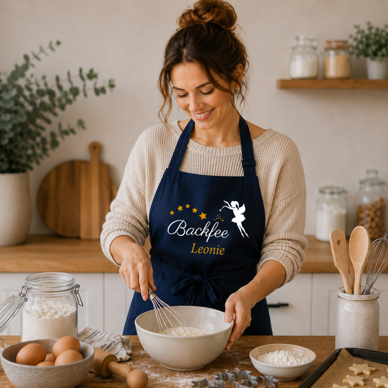 Schürze Damen Backfee mit Namen Wunschnamen Kochschürze Grillschürze Küchenschürze personalisiert