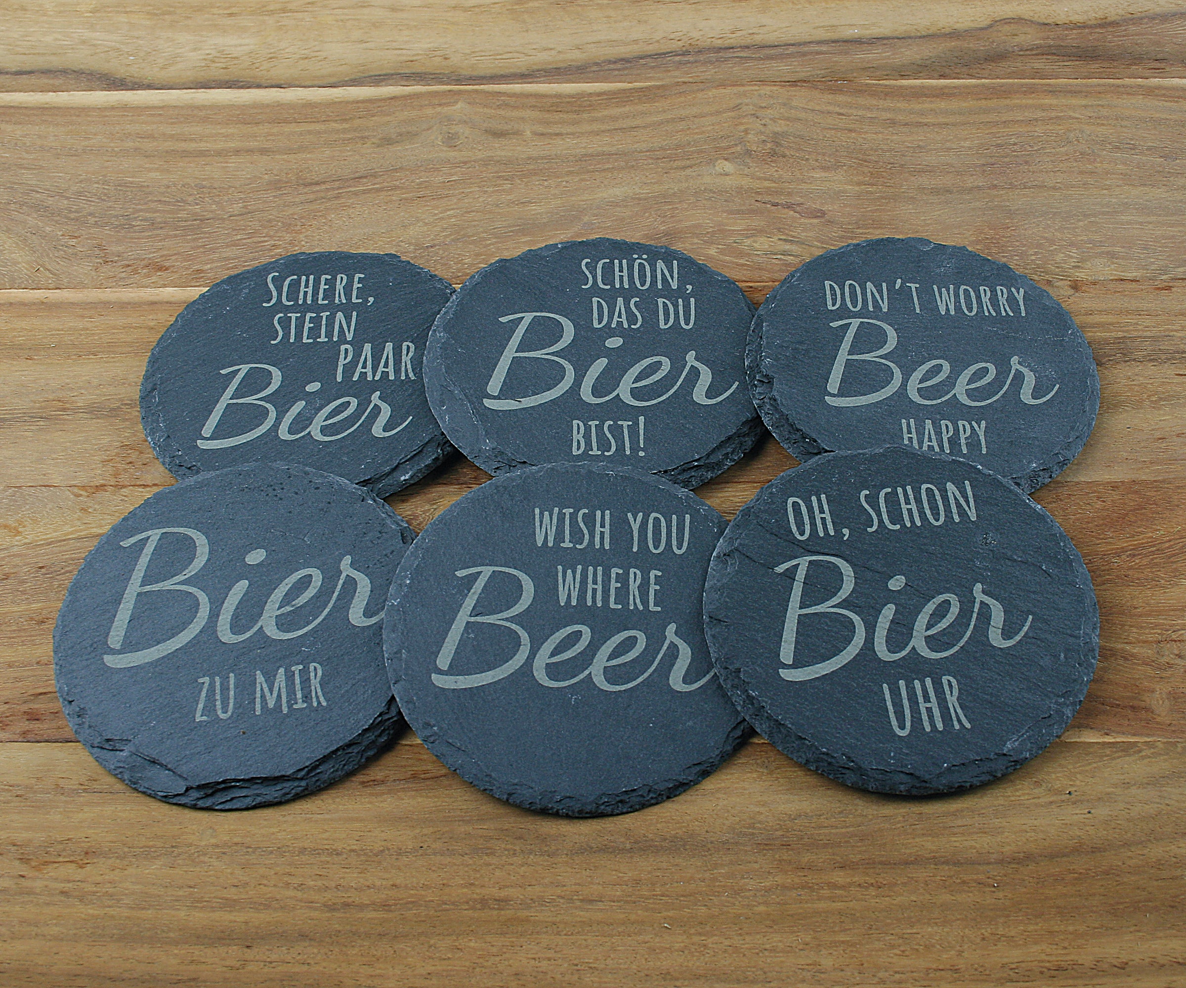 Untersetzer Schiefer - Bier-Sprüche - Geschenkidee - Laser Gravur personalisiert