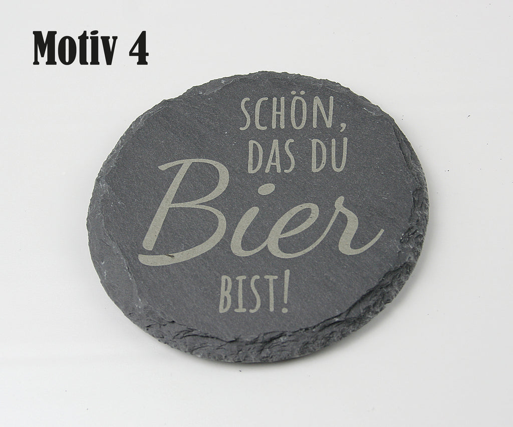 Untersetzer Schiefer - Bier-Sprüche - Geschenkidee - Laser Gravur personalisiert