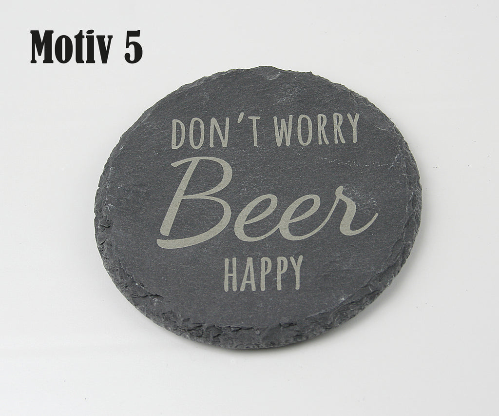 Untersetzer Schiefer - Bier-Sprüche - Geschenkidee - Laser Gravur personalisiert