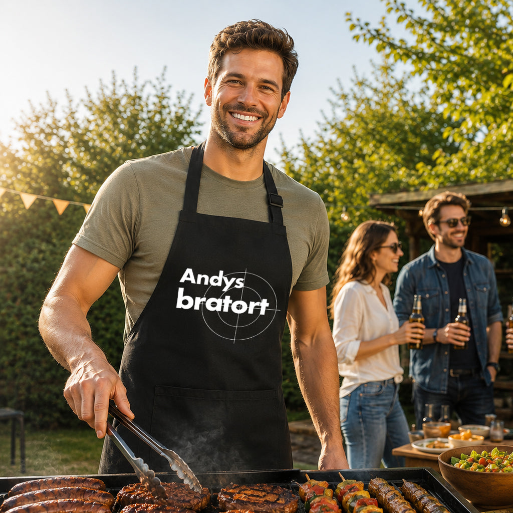 Schürze Männer Bratort personalisiert Wunschname Kochschürze Grillschürze Küchenschürze