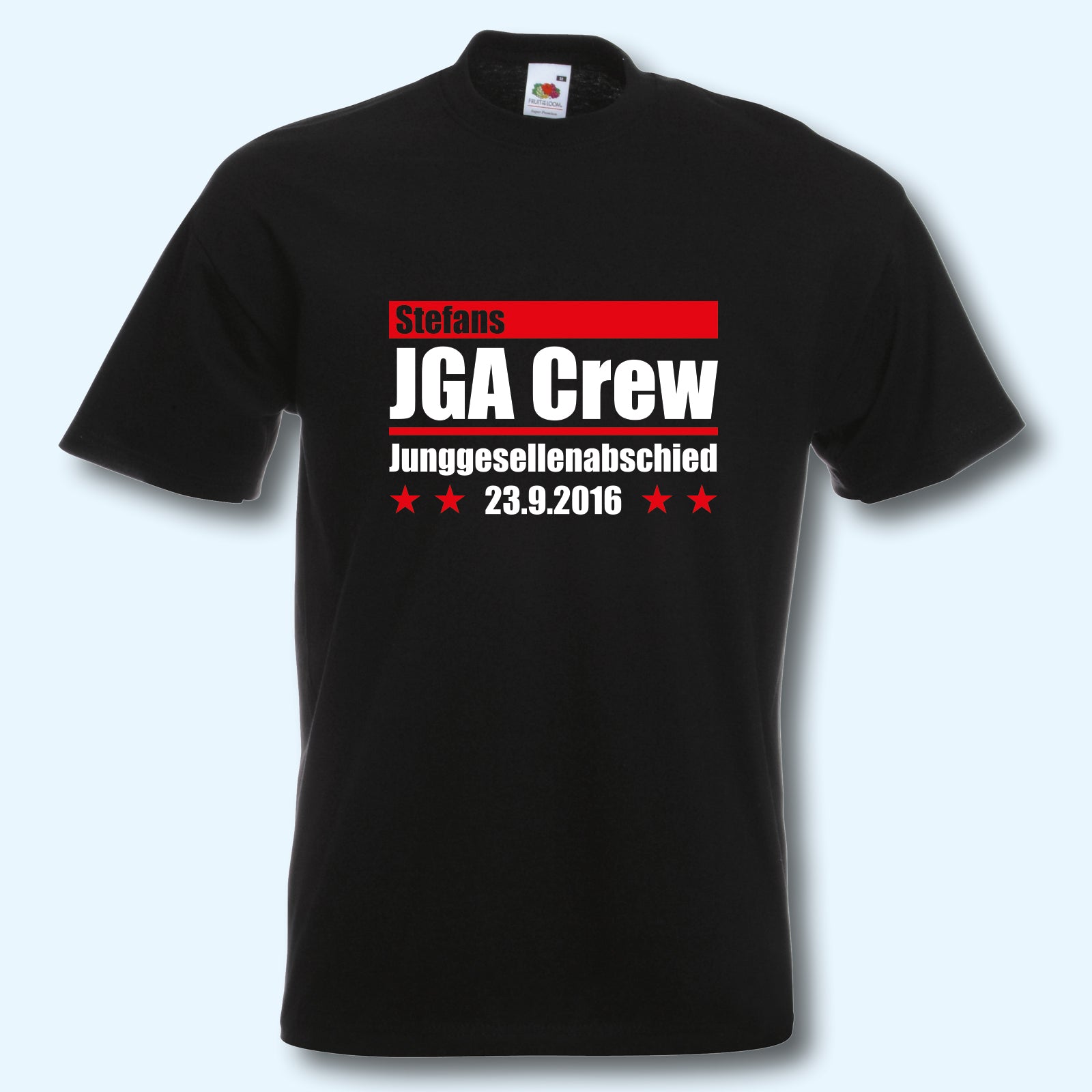 T-Shirt, JGA Junggesellenabschied, JGA Crew mit Name und Datum