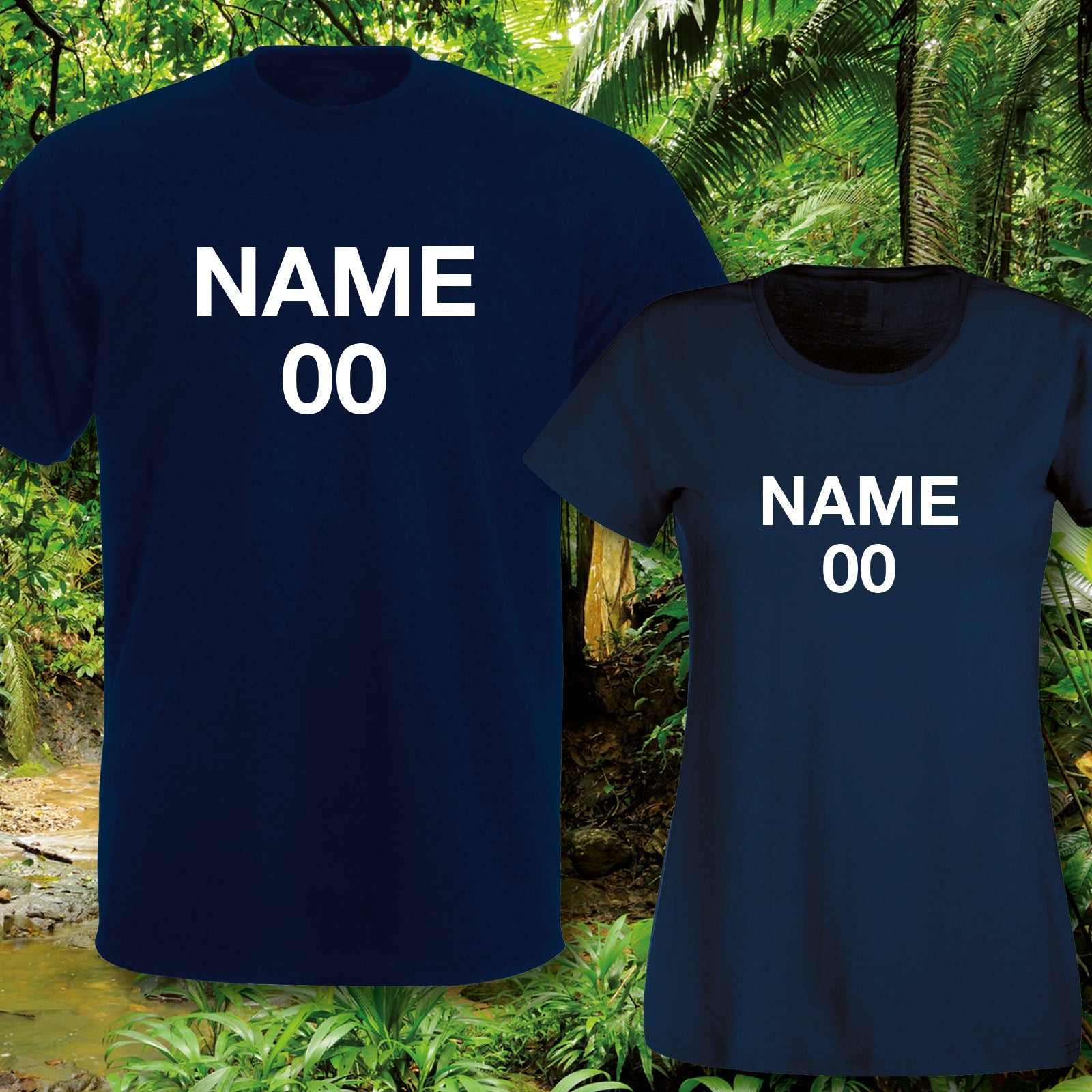 Damen T-Shirt Dschungelcamp Wunschname und Nr. Dschungel Fun-Shirt