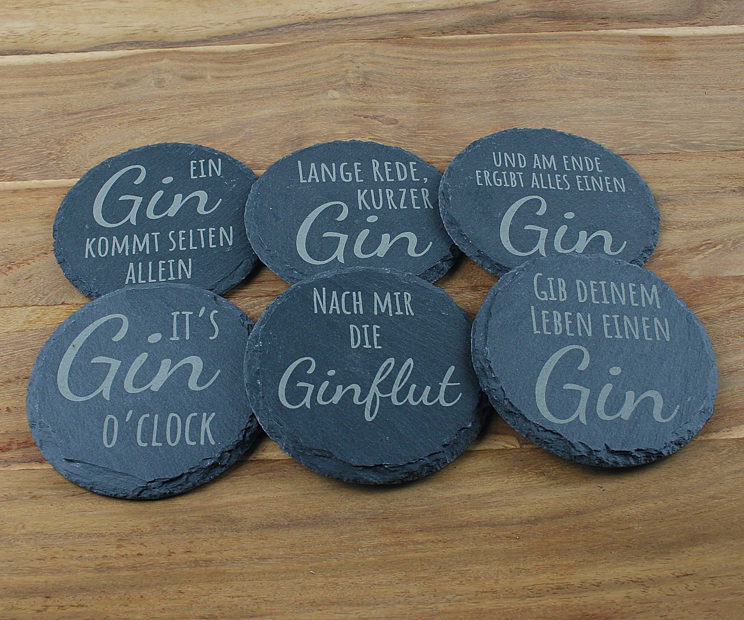 Untersetzer Schiefer - Gin-Sprüche - Geschenkidee - Laser Gravur personalisiert