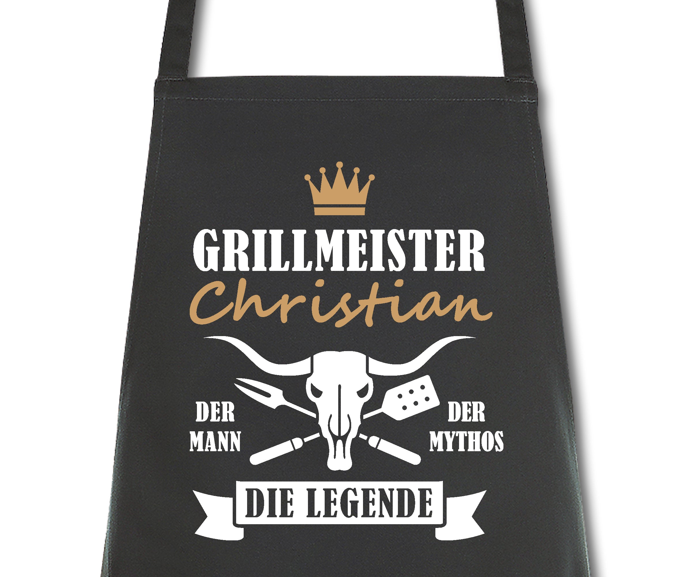 Schürze Männer Grillmeister mit Namen Wunschnamen Grillschürze Küchenschürze Kochschürze personalisiert