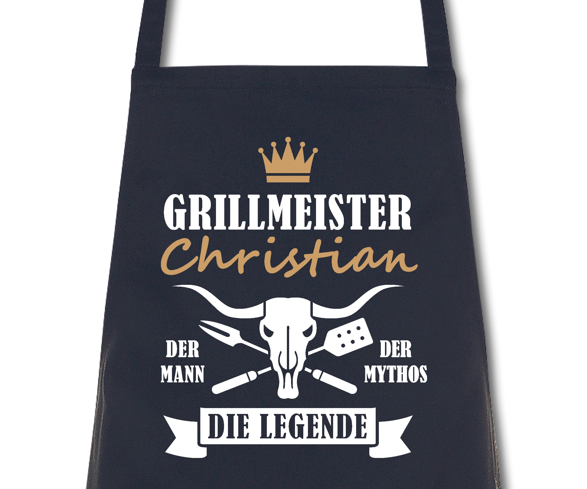 Schürze Männer Grillmeister mit Namen Wunschnamen Grillschürze Küchenschürze Kochschürze personalisiert