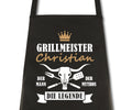 Schürze Männer Grillmeister mit Namen Wunschnamen Grillschürze Küchenschürze Kochschürze personalisiert