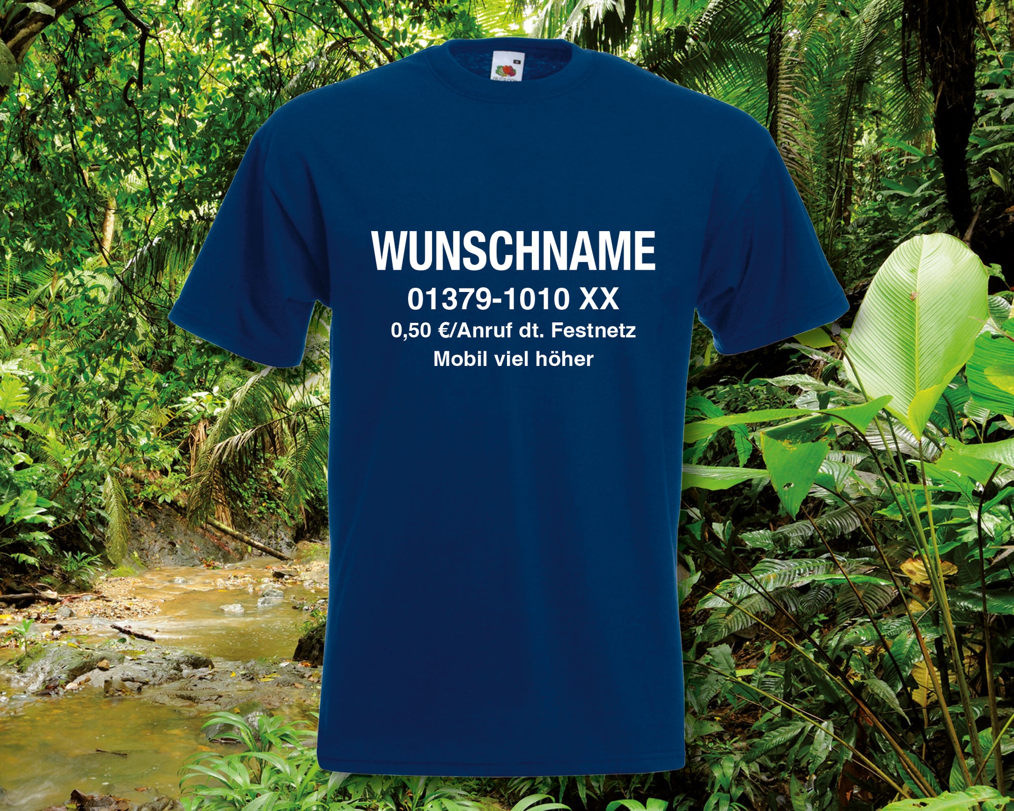 Herren T-Shirt Dschungelcamp Wunschname und Nr. Dschungel Fun-Shirt