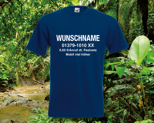 Herren T-Shirt Dschungelcamp Wunschname und Nr. Dschungel Fun-Shirt