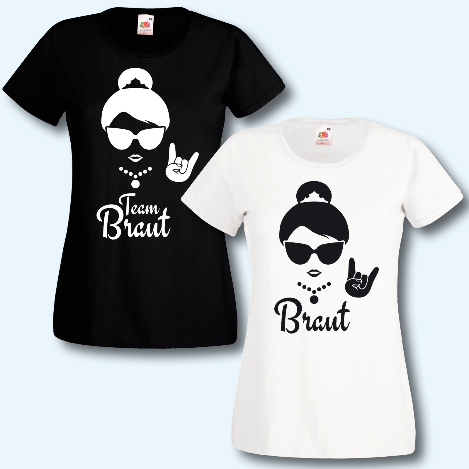 T-Shirt, JGA Team Braut Hipster, Black/White Edition, Junggesellinnenabschied