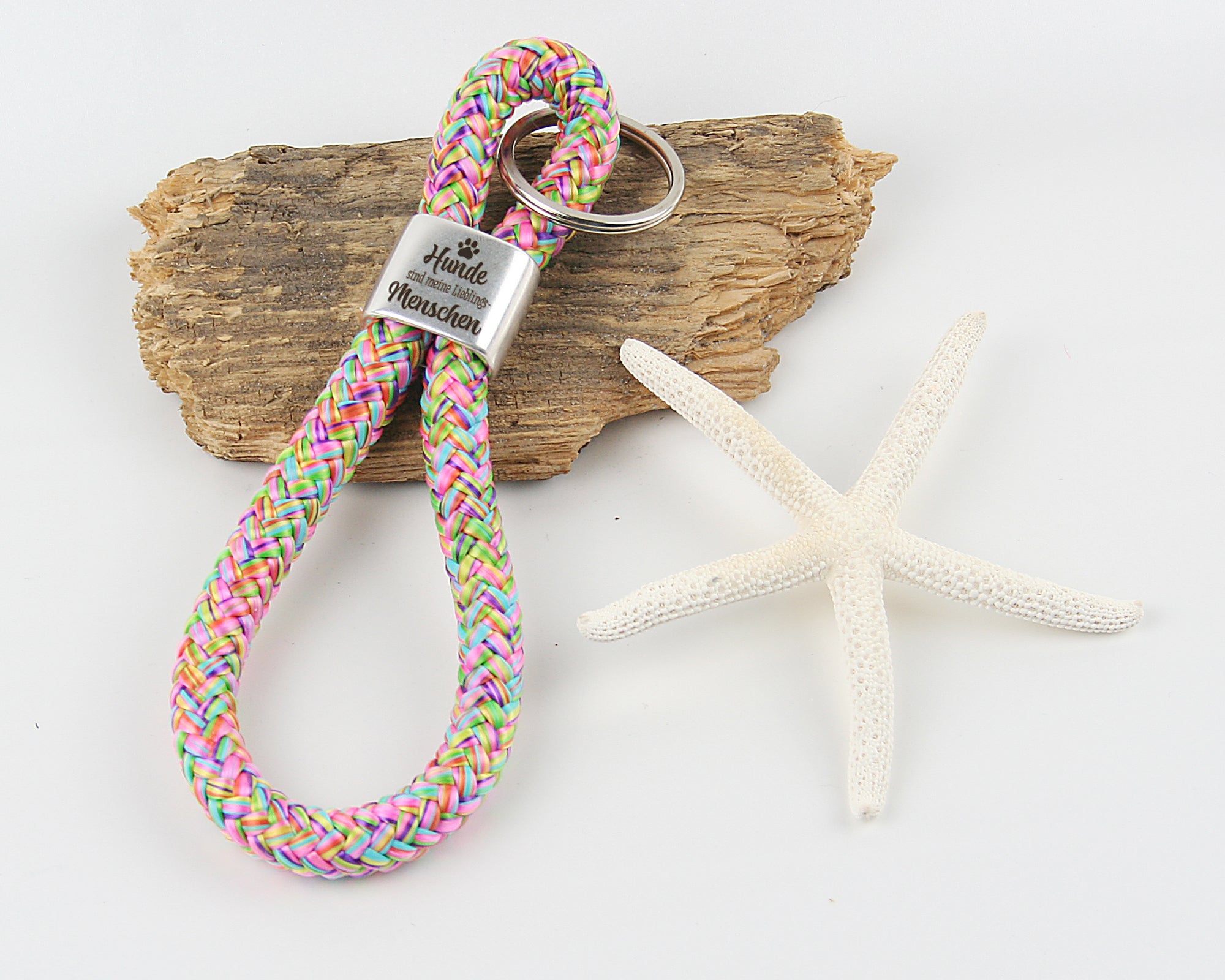 Schlüsselanhänger Gravur Hunde sind meine Lieblingsmenschen Segelseil 150 mm