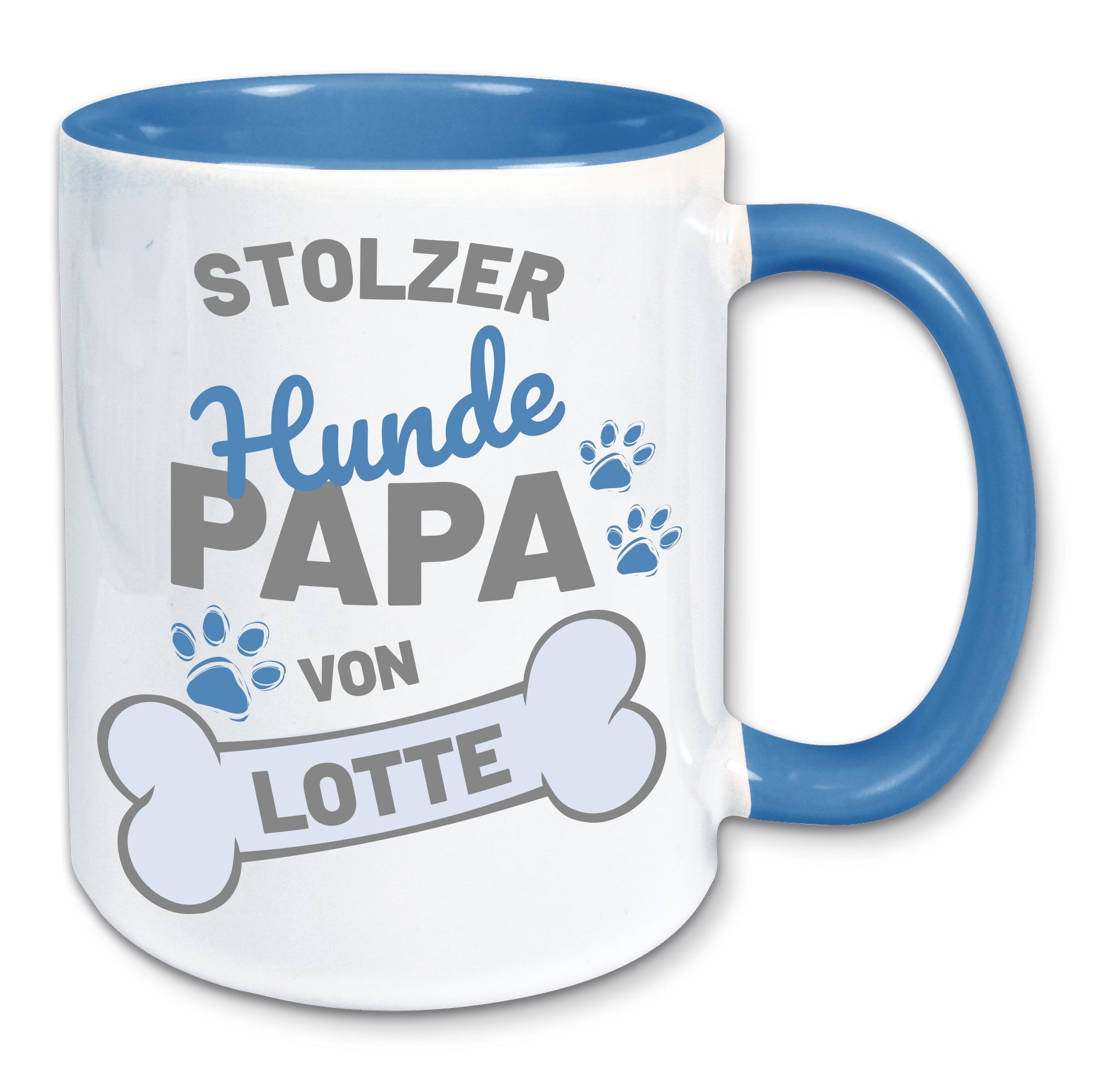 Tasse, Kaffeebecher, stolzer Hunde Papa personalisiert mit Namen