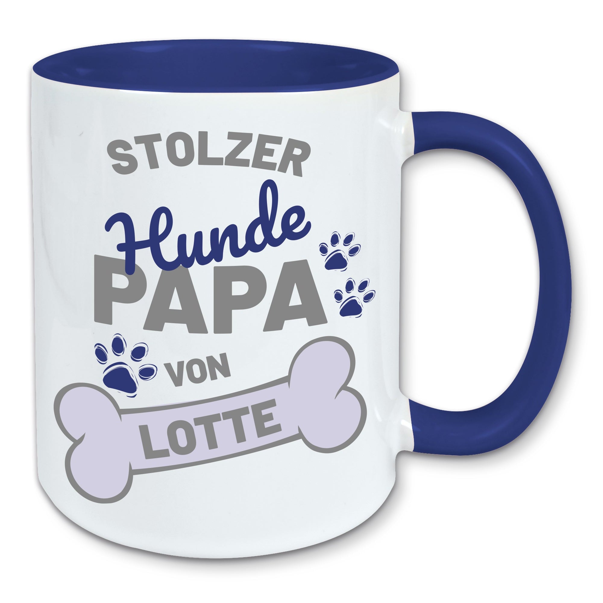 Tasse, Kaffeebecher, stolzer Hunde Papa personalisiert mit Namen