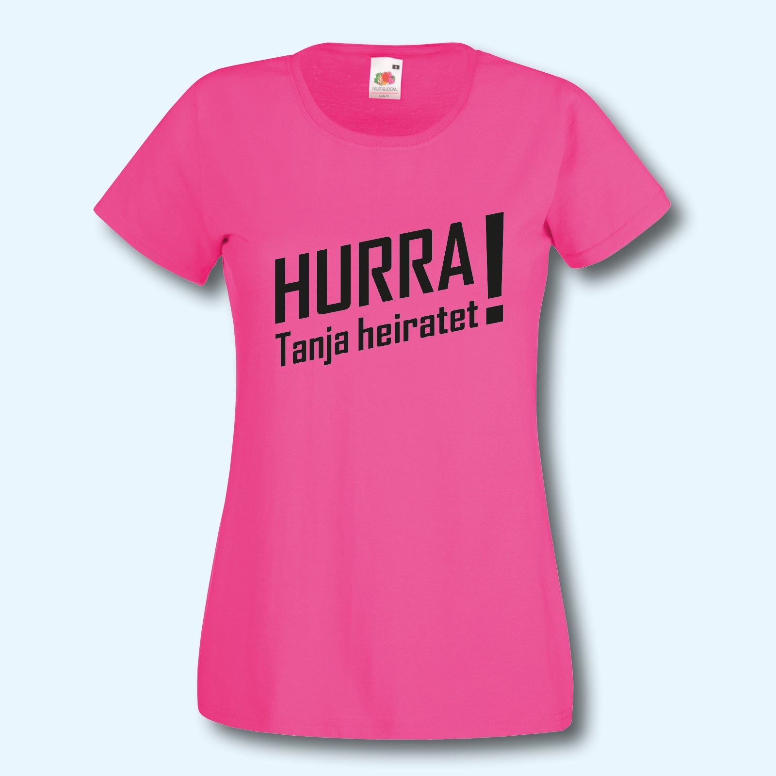 T-Shirt, JGA Hurra ... heiratet, Junggesellenabschied, Wunschname