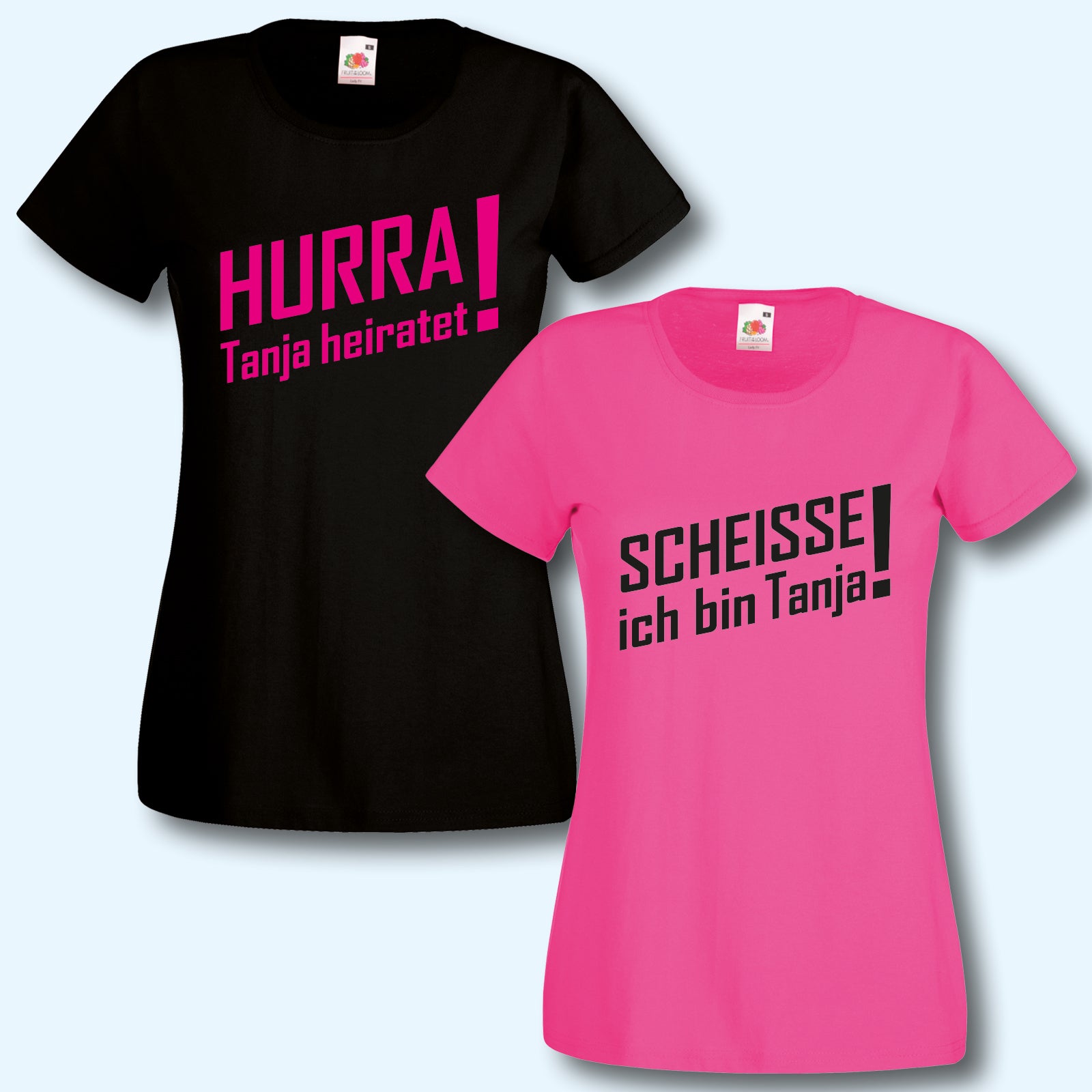 T-Shirt, JGA Hurra ... heiratet, Junggesellenabschied, Wunschname