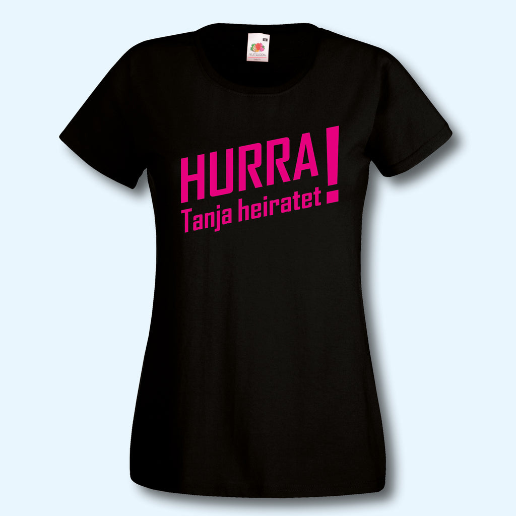 T-Shirt, JGA Hurra ... heiratet, Junggesellenabschied, Wunschname