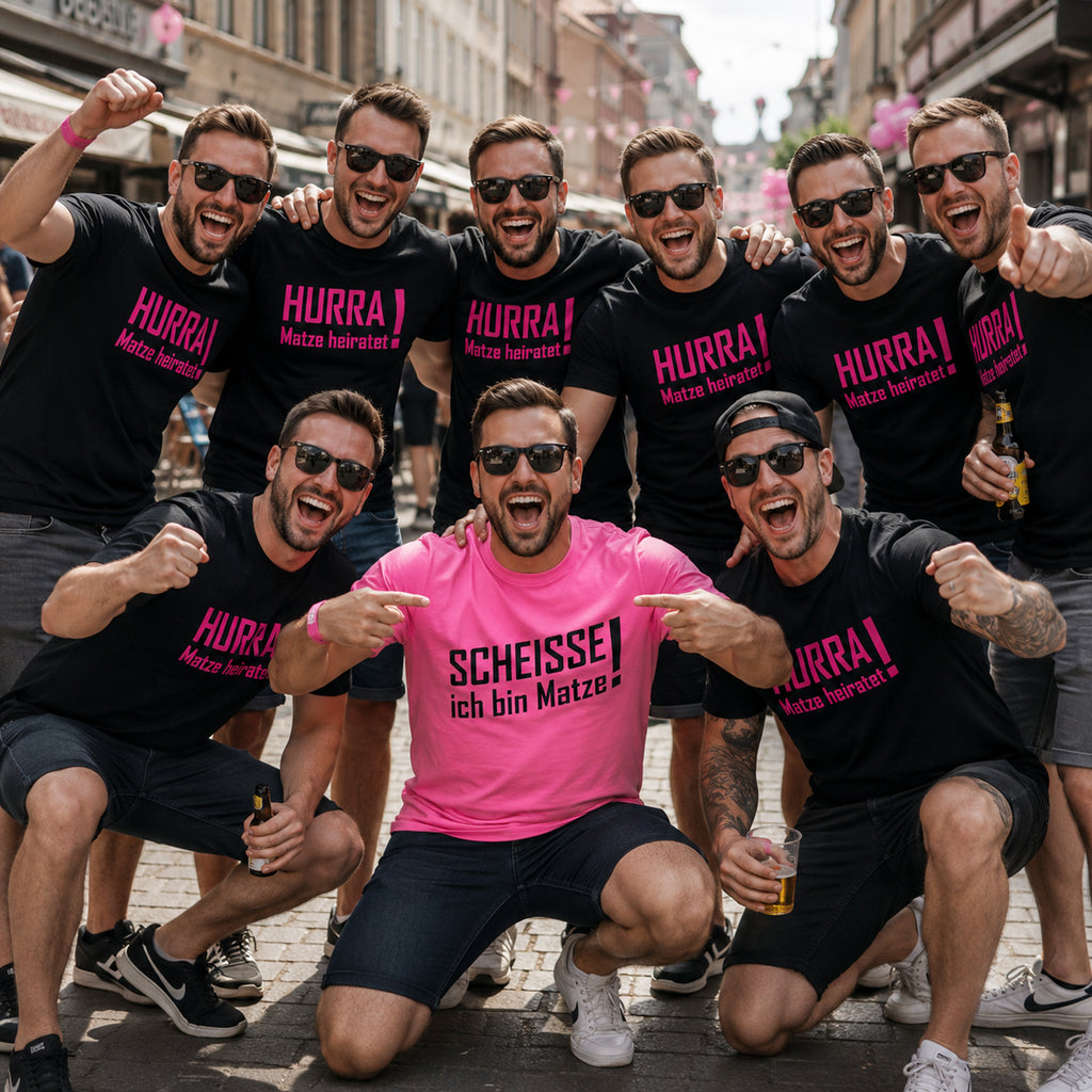 T-Shirt, JGA Hurra ... heiratet, Junggesellinnenabschied, Wunschname