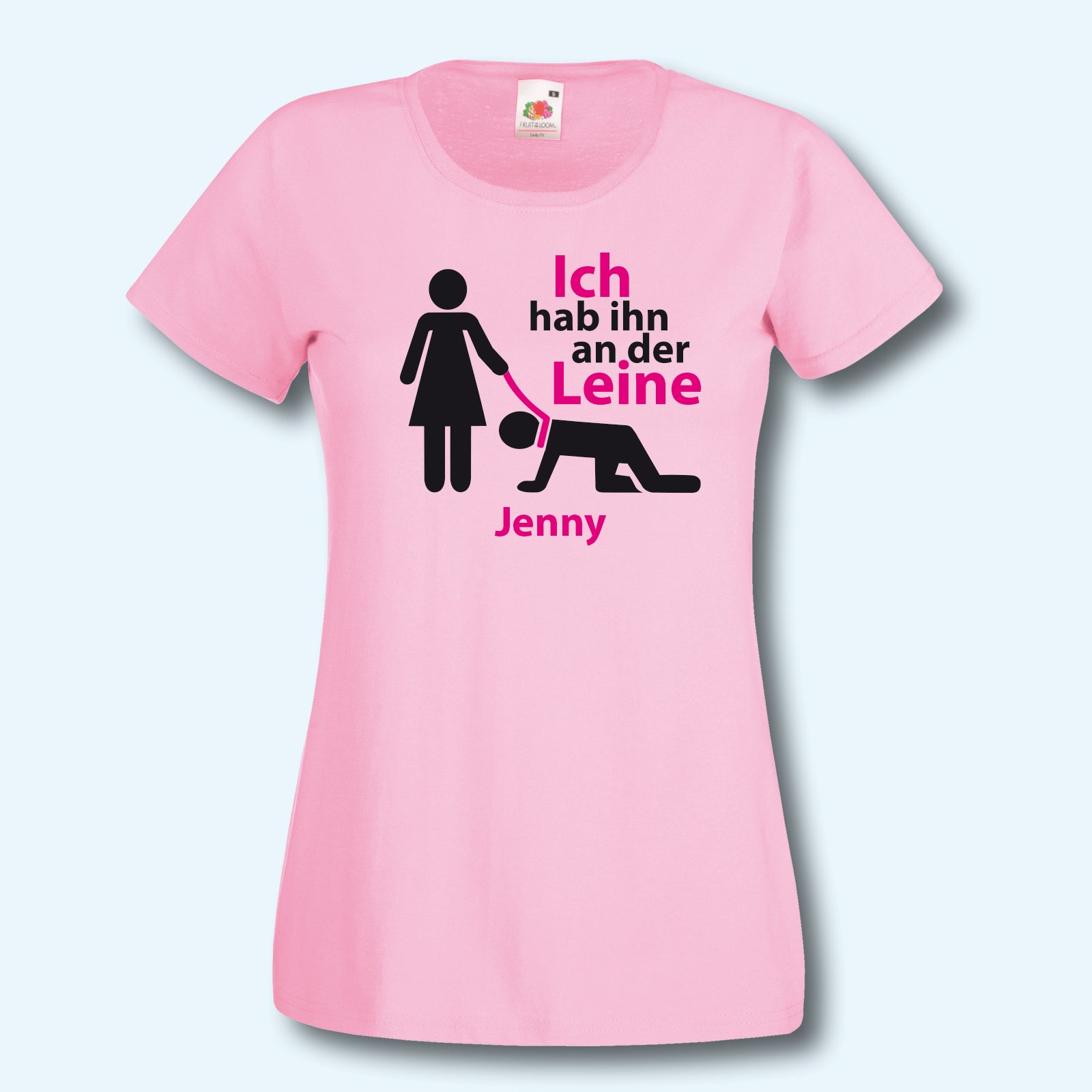 T-Shirt, JGA jetzt kommt er an die Leine, Junggesellinnenabschied, Wunschname