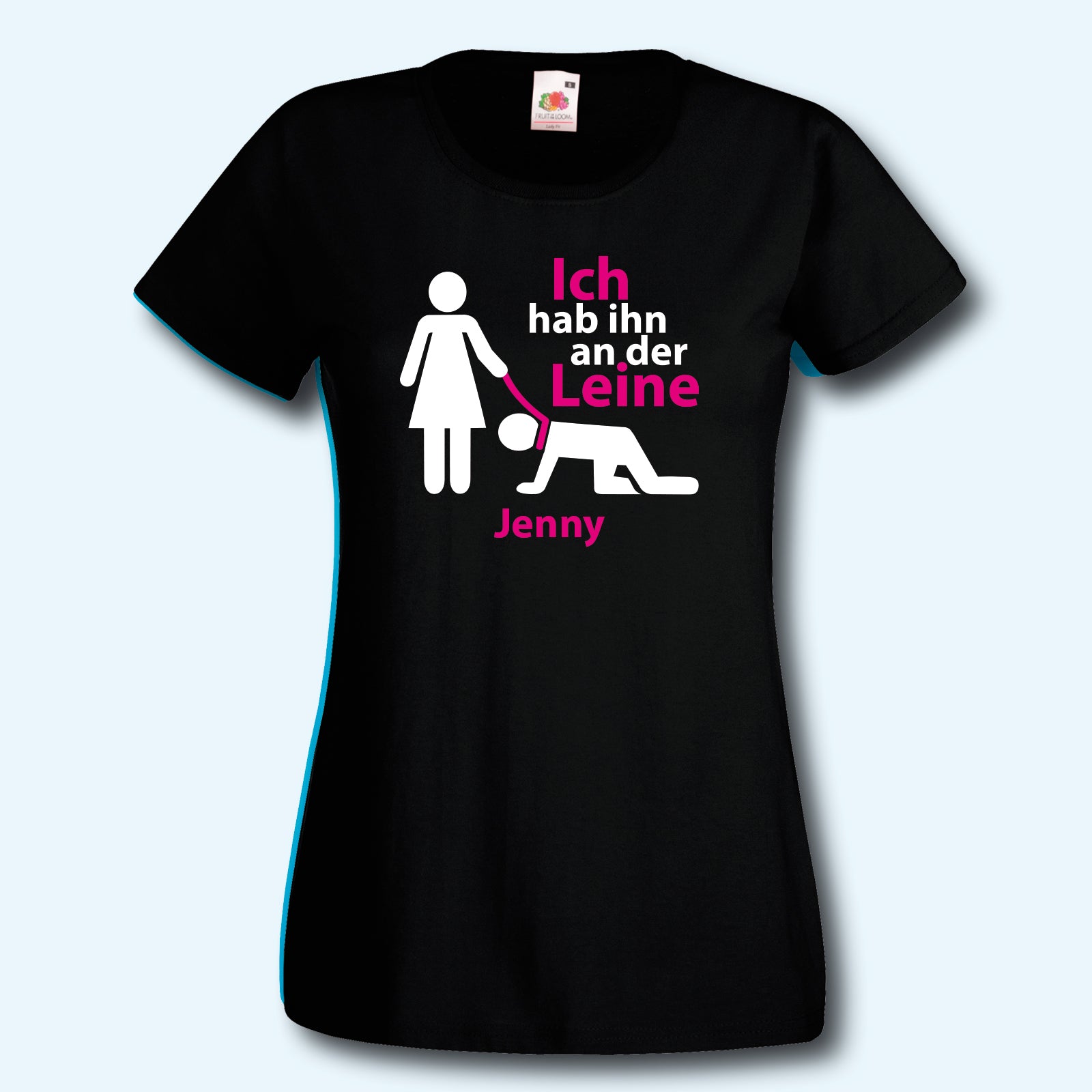 T-Shirt, JGA jetzt kommt er an die Leine, Junggesellinnenabschied, Wunschname