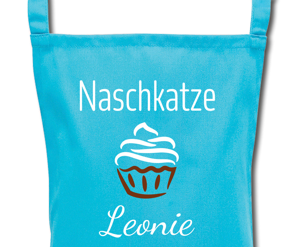 Schürze für Kinder Naschkatze personalisiert mit Namen Wunschname Kochschürze Küchenschürze