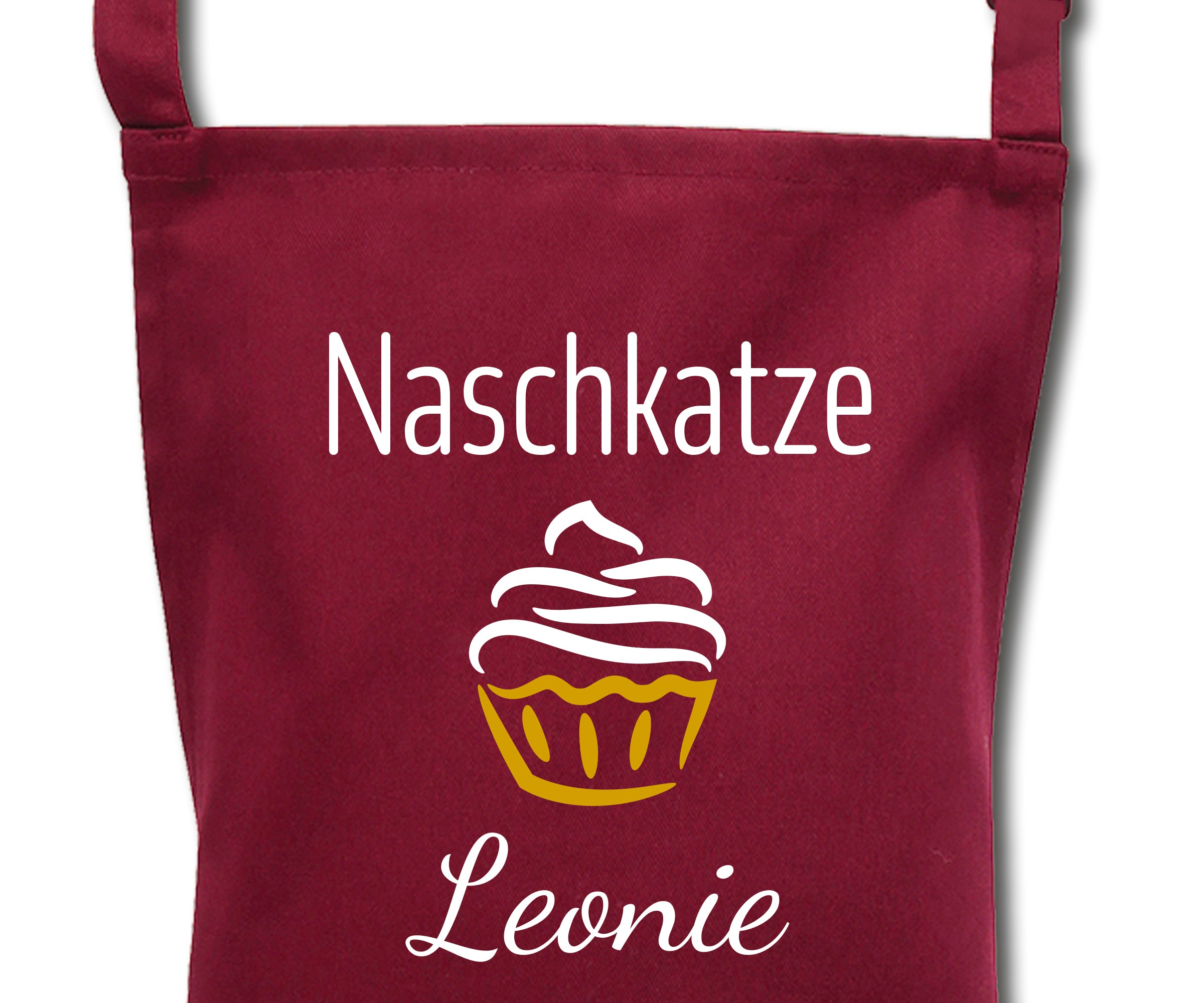 Schürze für Kinder Naschkatze personalisiert mit Namen Wunschname Kochschürze Küchenschürze